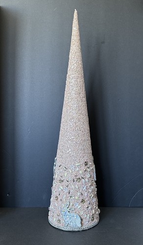 "Árbol cono rosa con brillo de Pascua tachonado con piedras de conejito zanahoria 24"" decoración del hogar" - Imagen 3 de 7