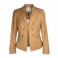 White House Black Market Womens Beige Classic Look Peplum Blazer Jacket Size 2
