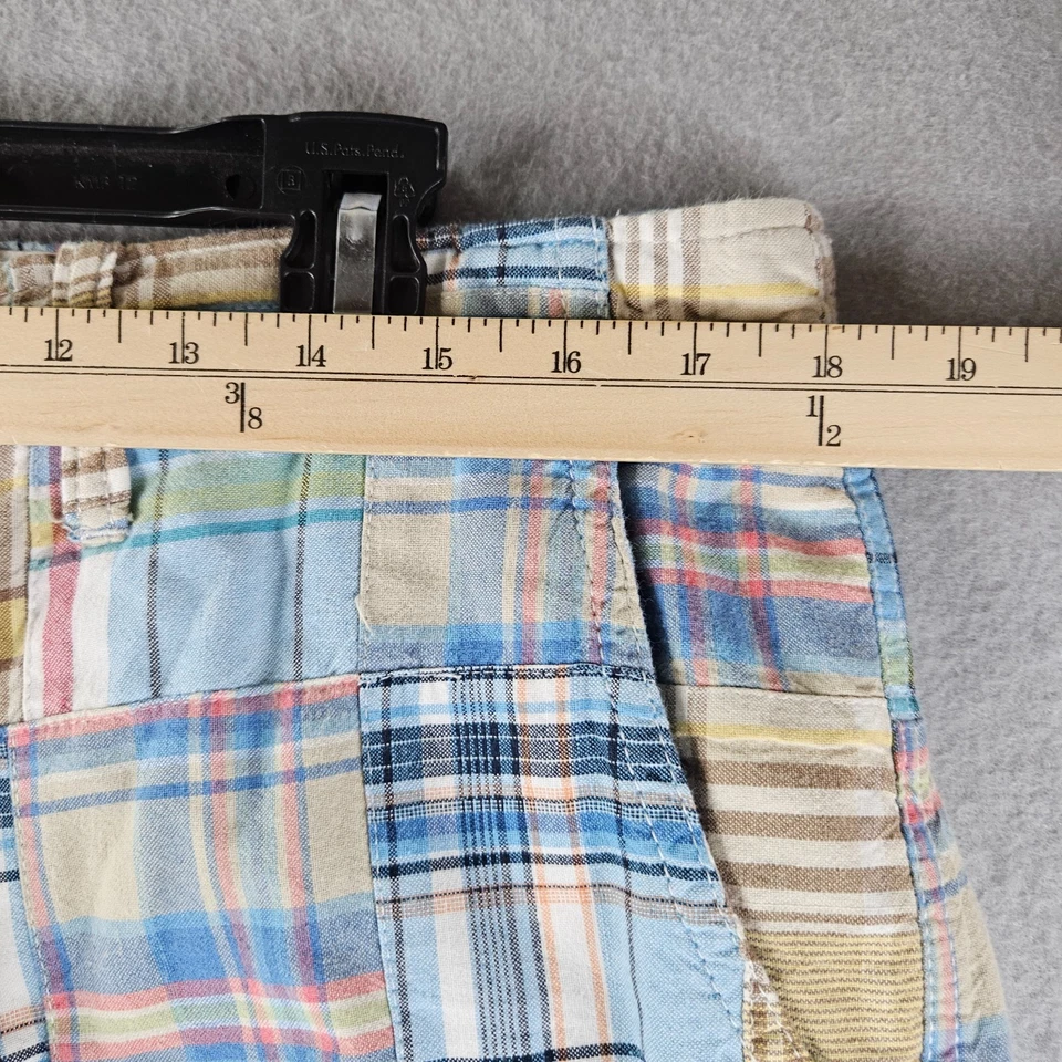 Madison Shorts Mens 36 Tag 34 Madras Checkered Patchwork Preppy Classic Plaid - Image 3 of 4