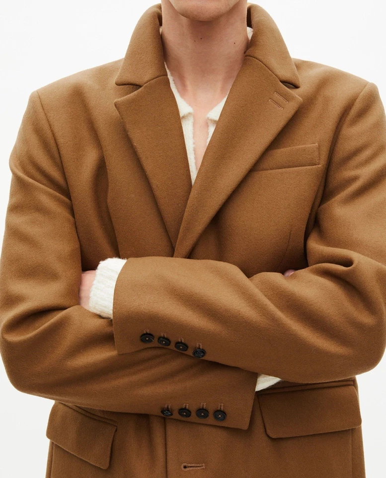 THE KOOPLES CAMEL LEATHER LAPEL COLLAR WOOL COAT UNISEX W-S,M-XS,(Fr)44 NWT $775 - Image 4 of 4