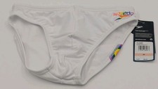 Speedo Mens Size 28 Powerflex Eco Brief Swim Suit Rainbow Brights White NWT