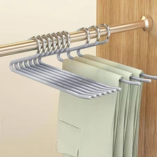 10-Pack Open Ended Pants Hangers Non Slip for Women Men, Heavy Duty Metal Jeans