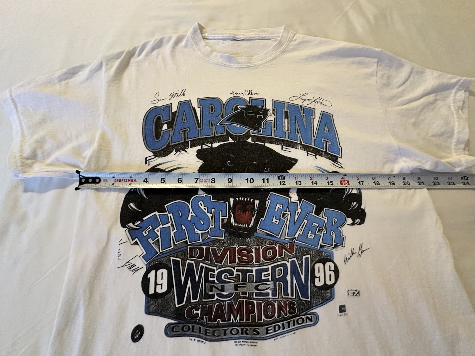 Reprint 1996 Carolina Panthers NFL Western Division Champions T-Shirt L image 3
