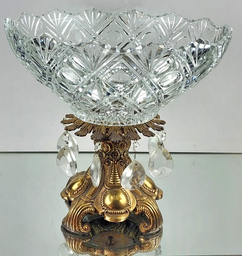 Compote/centro de pedestal de 12" de colección Hollywood Regency con cristales colgantes - Imagen 20 de 21
