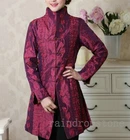 Women Brocade Satin Long Jacket Chinese Style Traditional Mid Long Trench coat