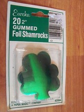 2" Large Shamrocks Vintage Eureka 20 pc Gummed Foil Made in the USA NOS