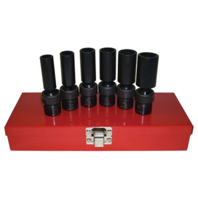 K Tool 32400 Impact Socket Set, 3/8'' Drive, 6 Piece, 7/16'' to 3/4'', 6 Point, Fle