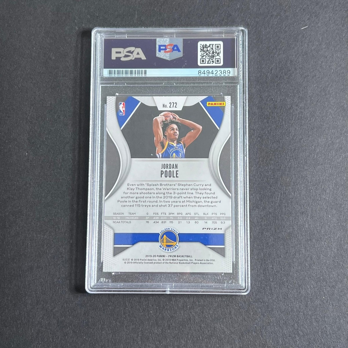 Jordan Poole サインカード /25枚限定 2019 Panini Prizm Silver #272 Jordan Poole Signed Rookie Card PSA