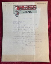 Vintage 1923 White Mountain Refrigerators Poplar Bluff Missouri Letterhead Paper