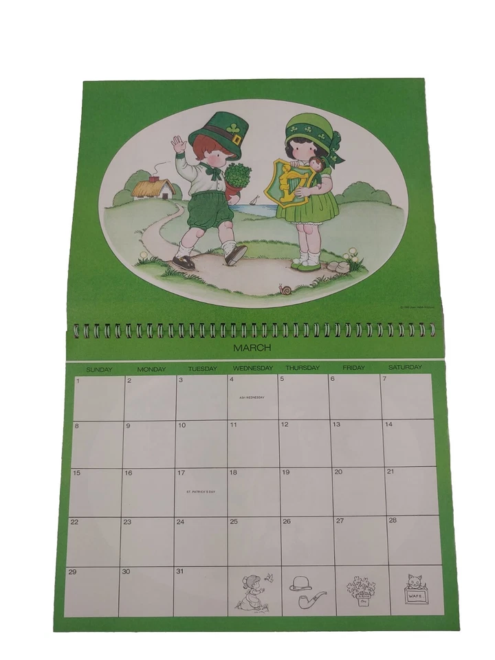Joan Walsh Anglund 1981 Calendario Libro de fechas Obra de arte De colección Difícil de encontrar Años 70 Retro Foto 3 de 4
