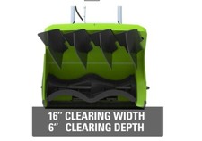 Greenworks 10 Amp 16-Inch Corded Electric Snow Blower 26022 - Green