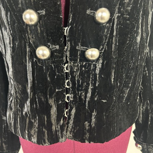Revolve Nightcap Womens Sgt Breasted Black Velvet Military Blazer Jacket Sz 2/S - Picture 4 of 11