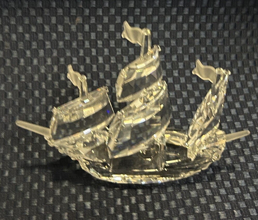 Swarovski Silver Crystal Santa Maria Ship Boat Figurine 162882