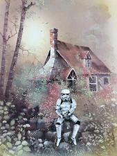 stormtrooper In Love Star Wars art print poster upcycled thrift store painting