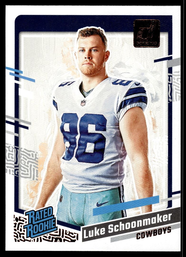 2023 Donruss Luke Schoonmaker 18  Rated Rookie Portrait  Dallas Cowboys