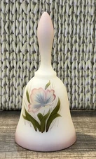 Fenton Bell Glass Art White Hand Painted Butterfly Signed G52