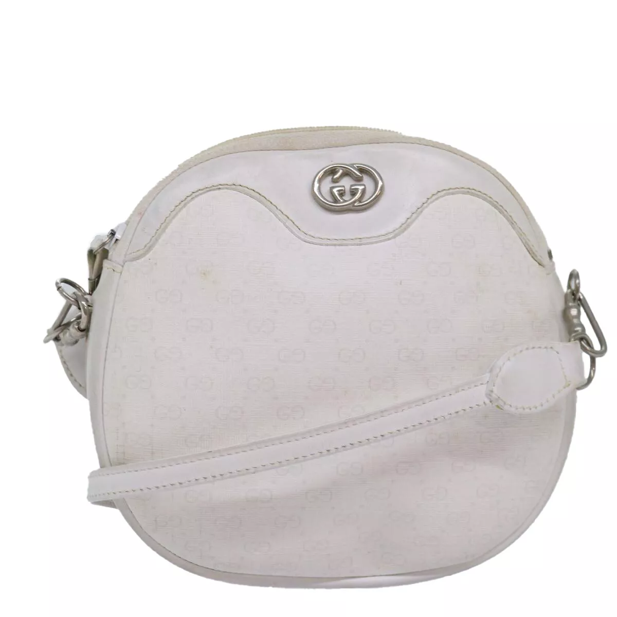Sac à bandoulière GUCCI Micro GG Supreme PVC cuir blanc authentique 75267