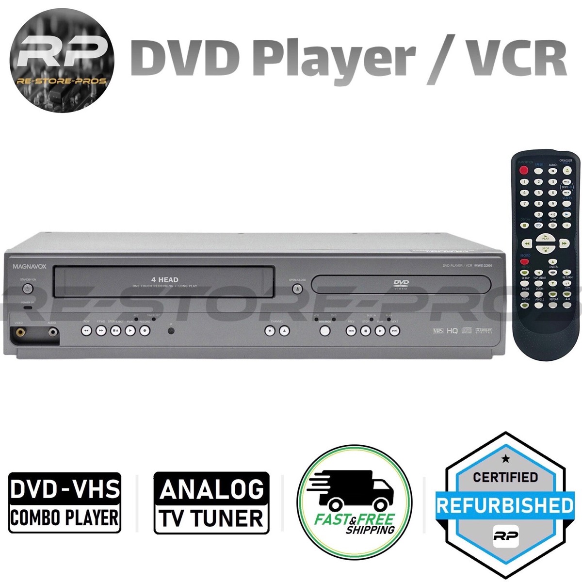 Magnavox MWD2206 DVD VCR Combo Player VHS Hi-Fi Stereo Analog TV