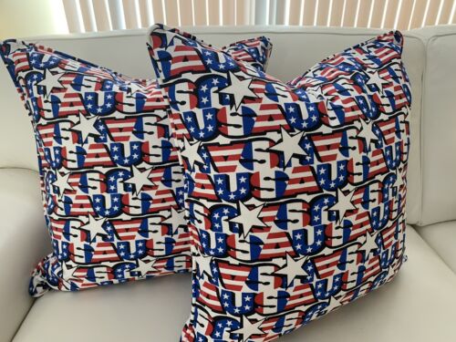 CUSTOM Pillow Covers, Decorative USA FLAG PILLOWS Logo Indoor/outdoor 20x20-2 Av - Picture 3 of 5