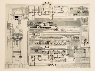 Frank Lloyd Wright Husser House : Architectural Drawing :  Art Print 1899