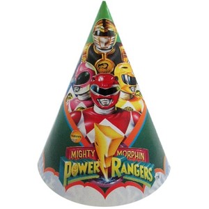 Mighty Morphin Power Rangers Cone Hats 8 Birthday Party