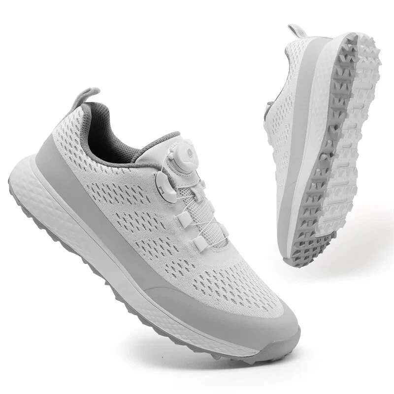 Zapatos de Golf Hombres Malla Gris Profesional Antideslizante Tachuelas Entrenador Golfista Entrenador Tenis Foto 4 de 4