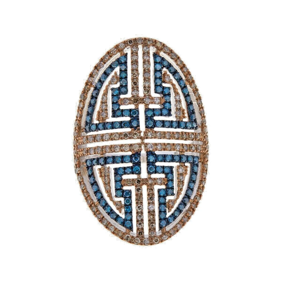 Rarities Sterling Silver Natural 1 ct Champagne, Blue Diamond Shield Ring Size 7 - Image 2 of 4