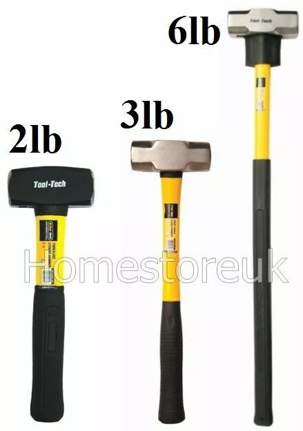 SHORT LONG HANDLE 3LB 6LB SLEDGE HAMMER FIBREGLASS SHAFT STONING RUBBER GRIP