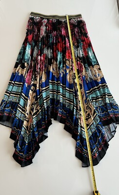 alice + olivia Pleated Floral Print Maxi Skirt Size 14 NEW