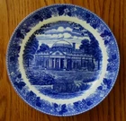7" Blue & White MONTICELLO Souvenir Plate OLD ENGLISH STAFFORDSHIRE