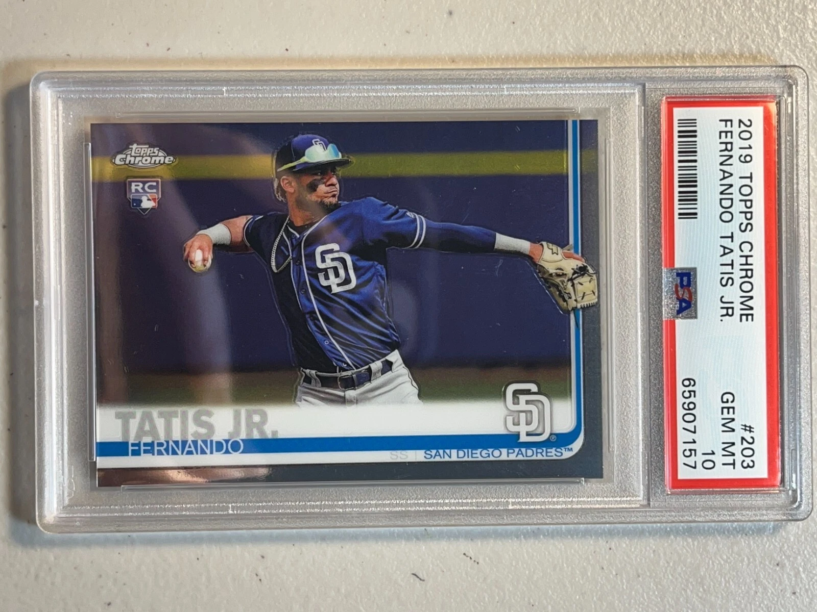 Deal for Fernando Tatis Jr PSA 10 2019 Topps Chrome Base Rookie Card RC #203 Padres (157)