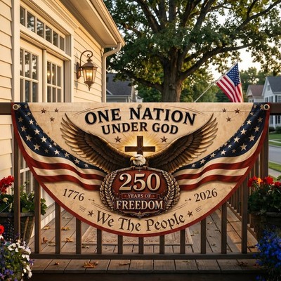 Personalized USA 250 Bunting Flag, Eagle Porch Banner