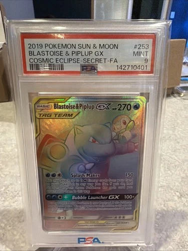 2019 Pokemon Sun Moon Cosmic Eclipse Blastoise Piplup Tag Team GX #253/236 PSA 9
