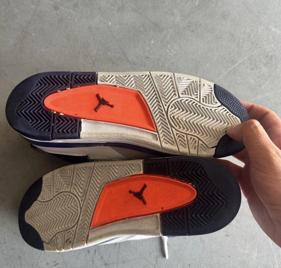 Jordan 4 Youth Size 6 Sneakers White/blue Kids Used No Box - Image 2 of 4