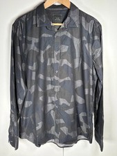 Armani Exchange Shirt Mens Large Dark Blue Camo Pattern Cufflinks Required 