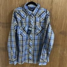 Wrangler Western Shirt Men's XXL Pearl Snap Long Sleeve Easy Care Green/Blue