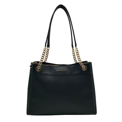 Michael Kors Black Saffiano Leather Lori Chain Tote Bag