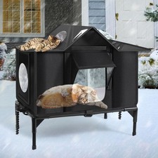 Outdoor Cat House, Weatherproof L 24.8 14.9 11.4 5.9 In , Without Heated Pad