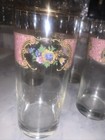 Royal Doulton Lady Carlyle Set of 6 Floral Gold Rim Tumbler Glasses 3"×6.5"