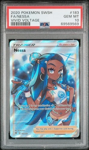 2020 Pokemon Nessa SWSH Vivid Voltage Full Art 183/185 PSA 10