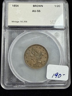 1854 Braided Hair Half Cent Beautiful High Grade Coin Rare Date