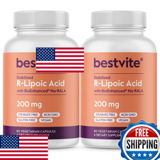 BESTVITE R-Lipoic Acid 200mg Stabilized Na-RLA 120 Vegetarian Capsules