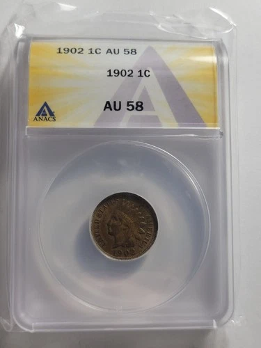 1902 Indian Head Cent AU58 ANACS