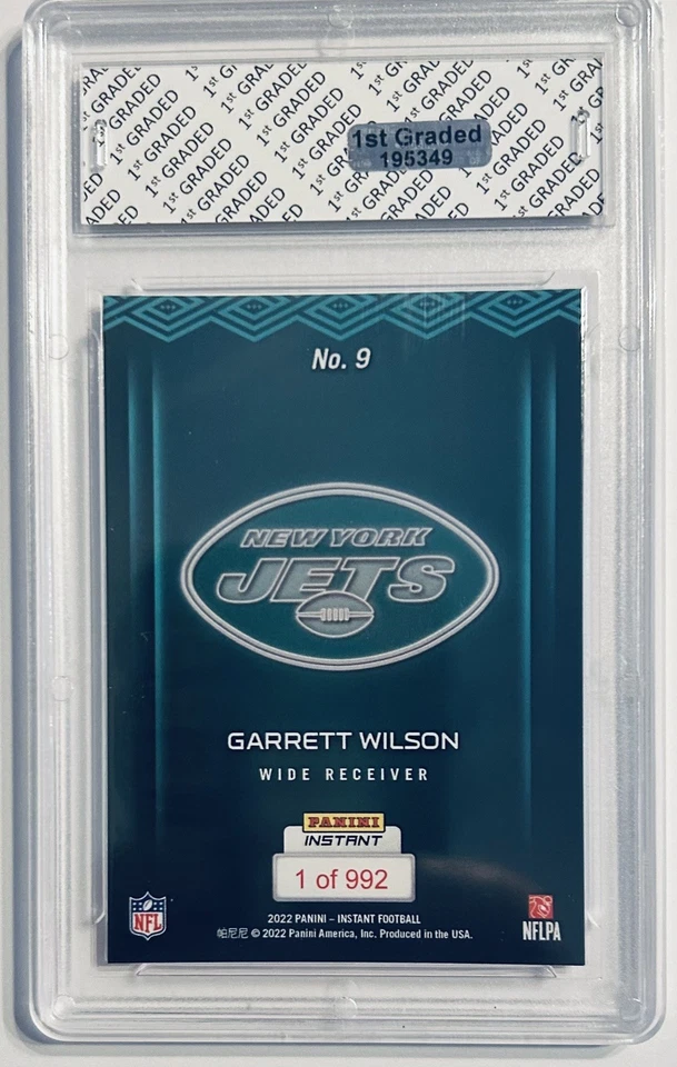 GARRETT WILSON 2022 PANINI INSTANT DRAFT NIGHT ERROR 1ST GRADED 10 ROOKIE CARD - Image 2 of 2