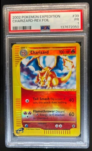 2002 Pokemon Expedition Set Charizard Reverse Holo #39 PSA 1