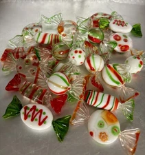 Lillian Vernon Christmas Glass Candy, Set of 20 Pieces, In Original Box (es),