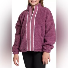 DSG Girls' Cozy Fleece Rose Coffee Full Zip Jacket NWT Size S 8/9