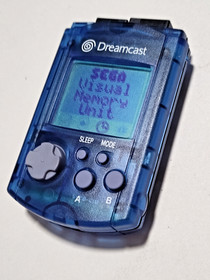 Sega Dreamcast VMU HKT-7000 Visual Memory Unit Transparent Blue Tested Works OEM