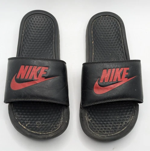 Sandali slip on uomo Nike Benassi JDI nero rosso sfida ‎ taglia 7