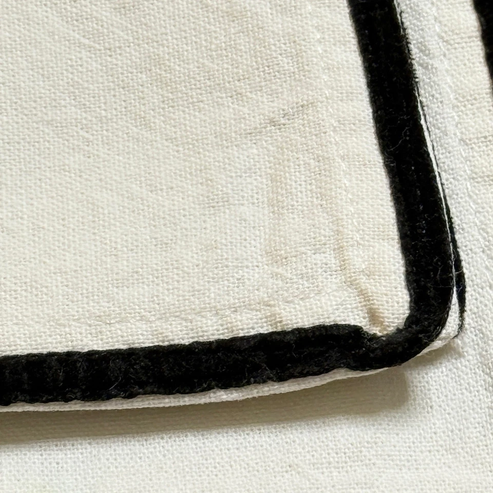 Threshold 100% Cotton Cloth Napkins White Black Trim Set of 4 Minimalist 19"x20" - Image 2 of 4